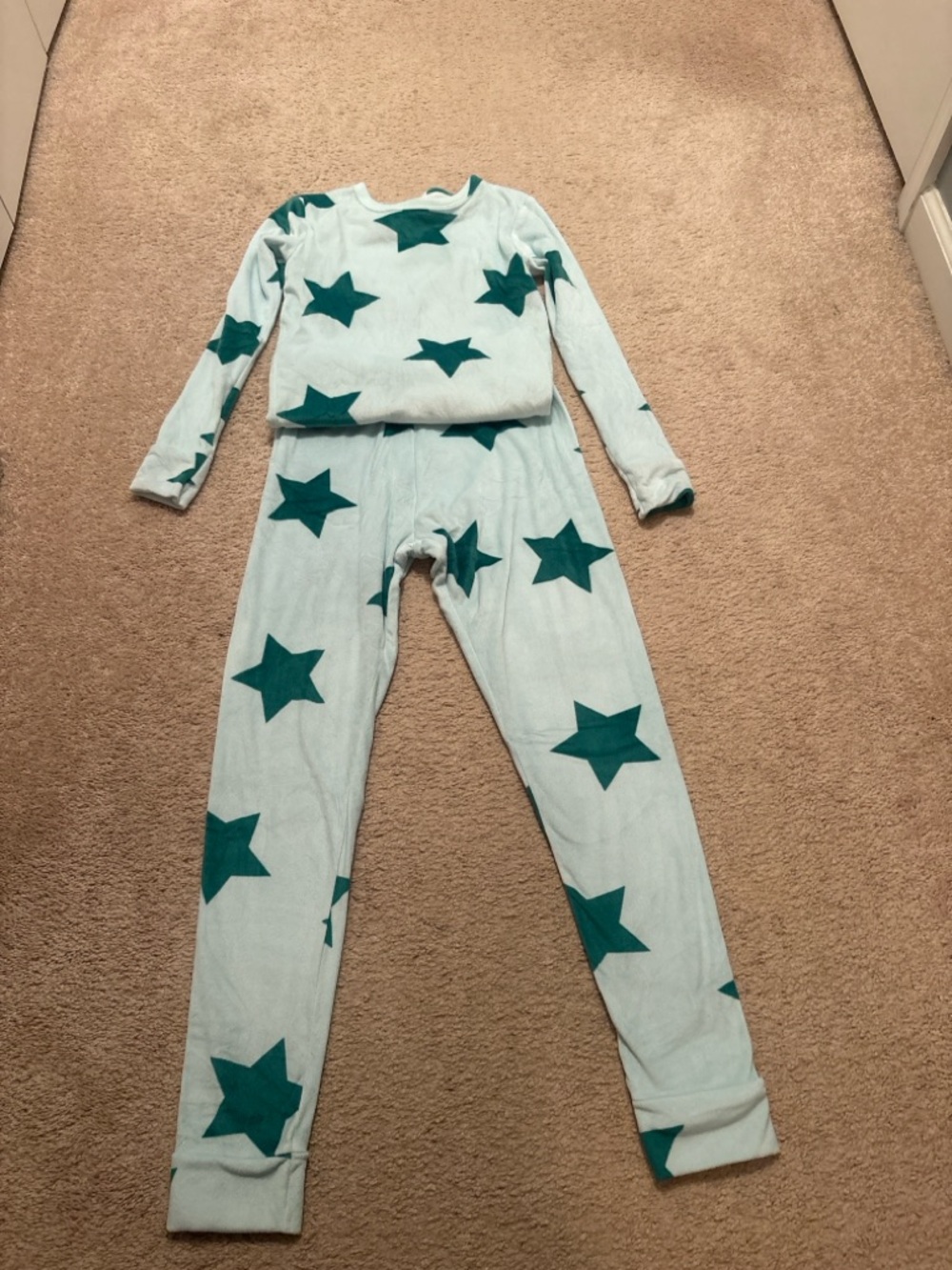 Cat & Jack Star Pajama Set Girls Size 14 Blue Green Stars
